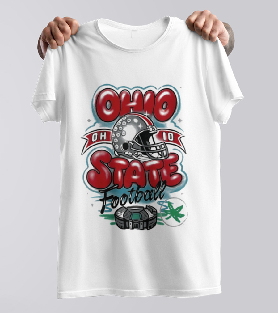 Ohio State Buckeyes Football 90s Bootleg Airbrush Helmet Stadium T-Shirt