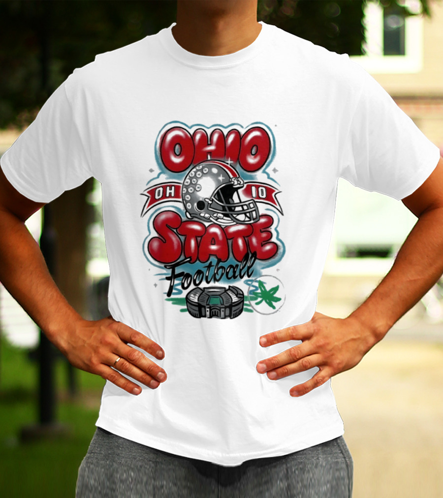 Ohio State Buckeyes Football 90s Bootleg Airbrush Helmet Stadium T-Shirt