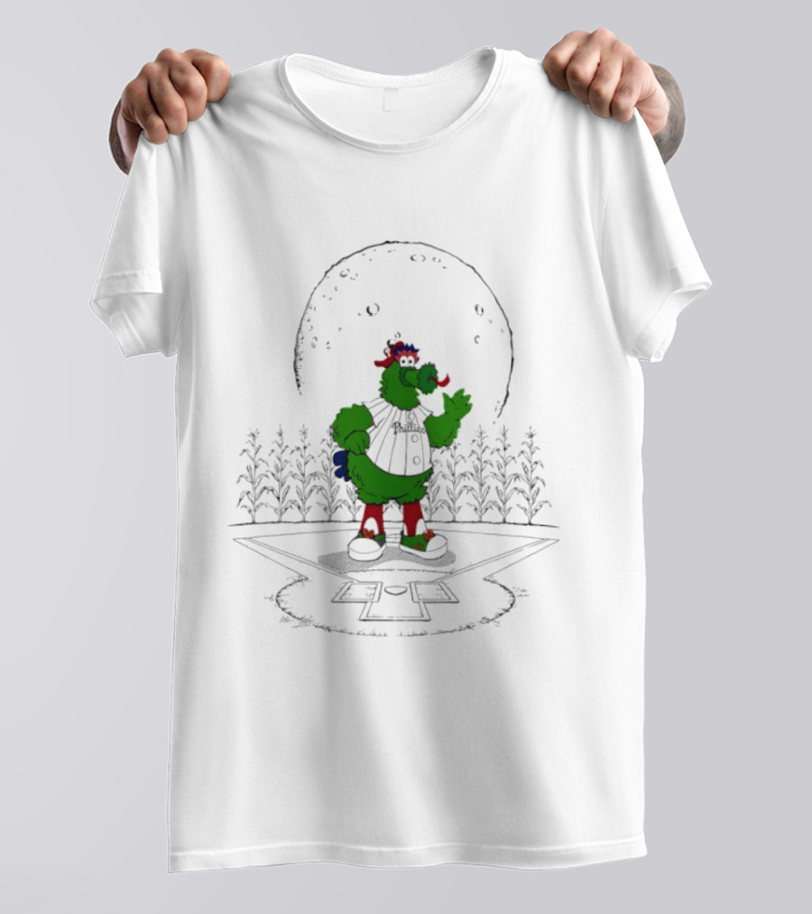 Philadelphia Phillies Phanatic MLB 2026 Season Field Of Dreams Moonlit Scene T-Shirt