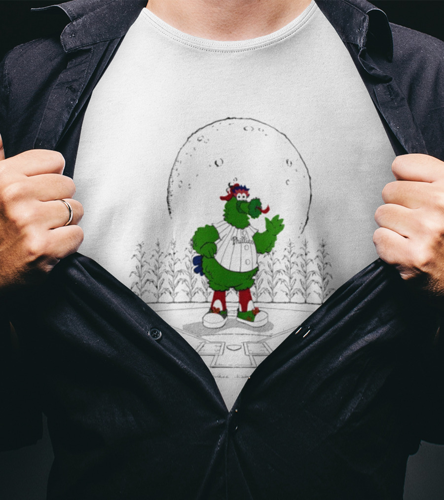 Philadelphia Phillies Phanatic MLB 2026 Season Field Of Dreams Moonlit Scene T-Shirt