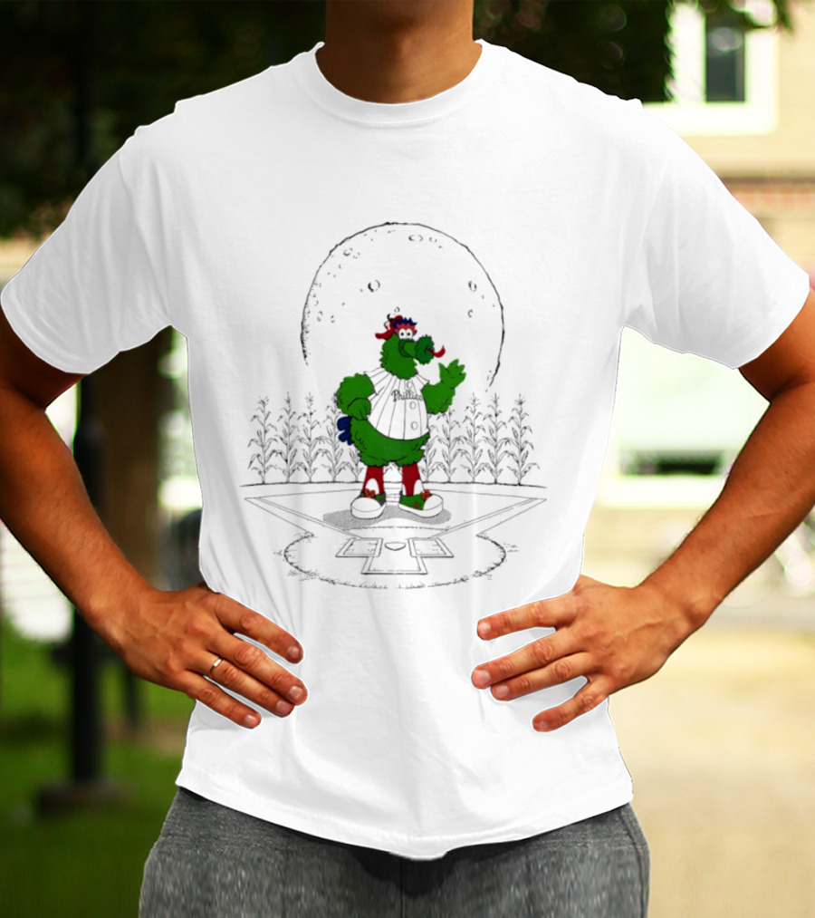 Philadelphia Phillies Phanatic MLB 2026 Season Field Of Dreams Moonlit Scene T-Shirt