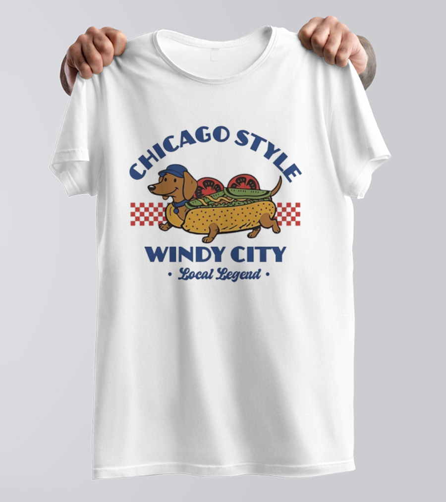 Chicago Style Windy City Local Legend Dachshund Hot Dog T-Shirt