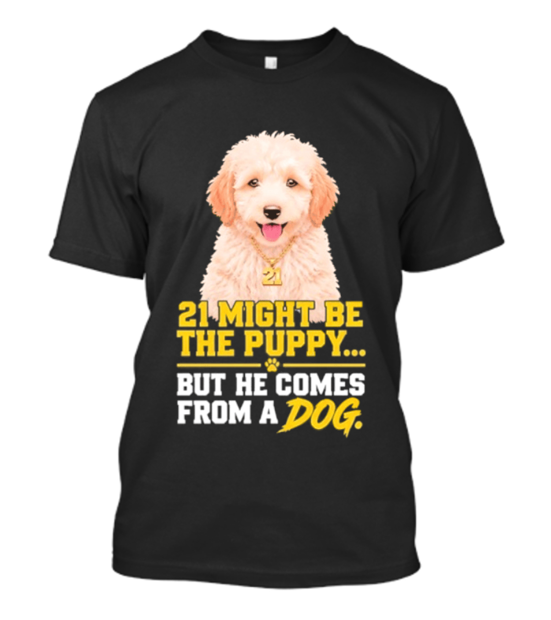 21 Might Be The Puppy But He Comes From A Dog Golden Collar Necklace T-Shirt