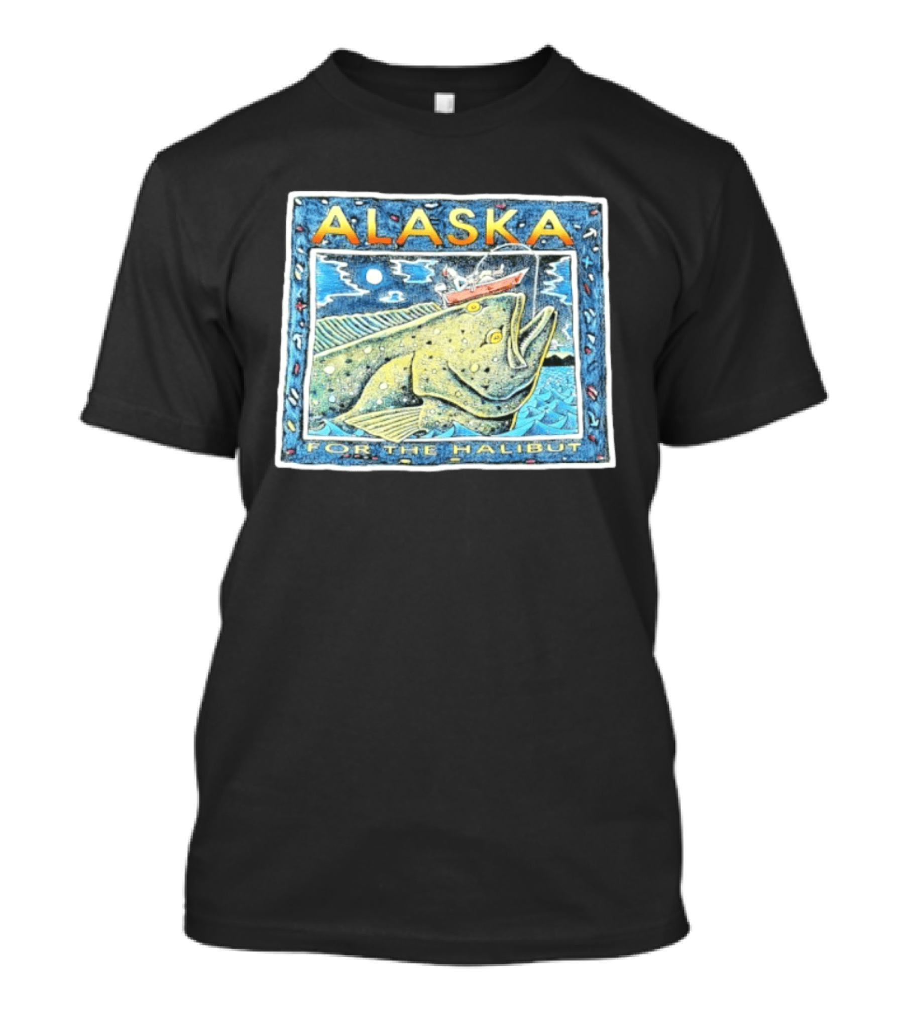 Alaska For The Halibut Fishing Adventure Under Moonlit Sky T-Shirt