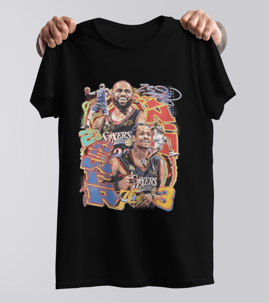 Allen Iverson LeBron James 23 Sixers NBA 76ers 3 Basketball Legends T-Shirt