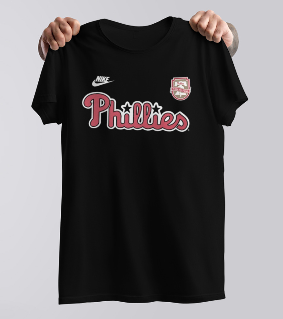 Nike Phillies Wall Of Fame Chase Utley 26 Philadelphia Text And Stars T-Shirt