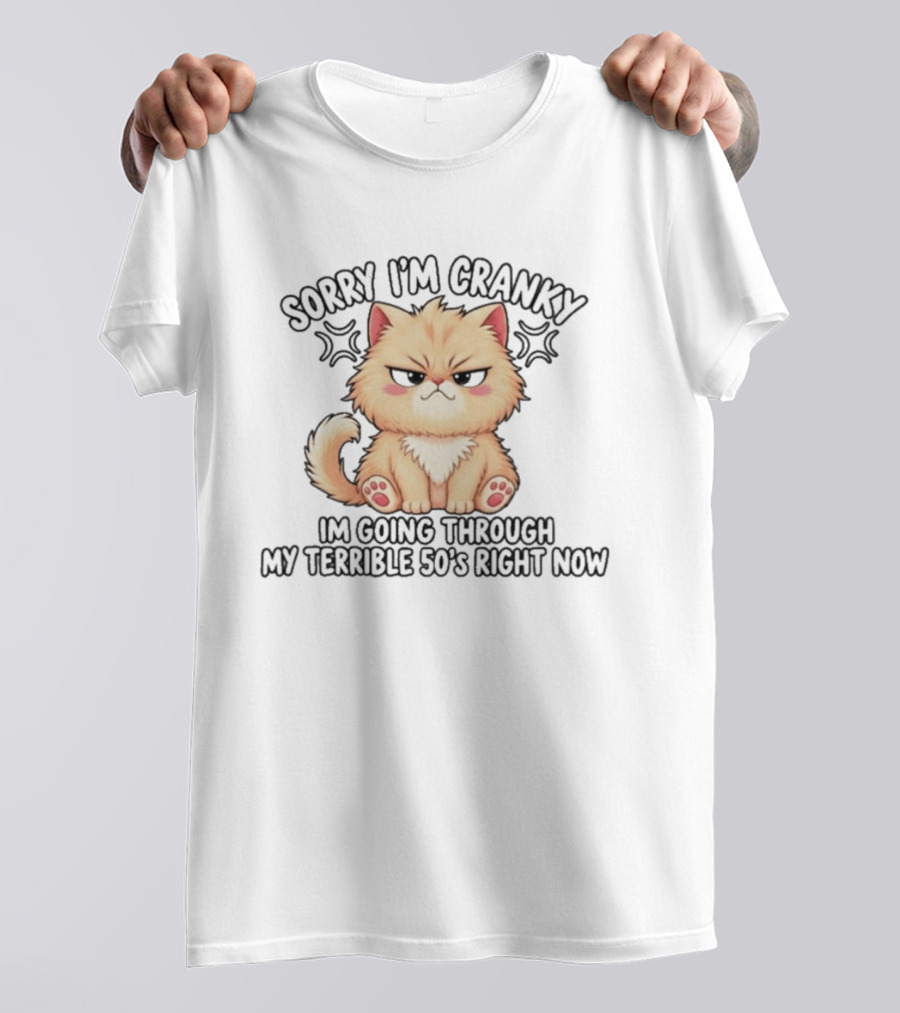 Sorry I'm Cranky I'm Going Through My Terrible 50's Right Now Fluffy Cat T-Shirt