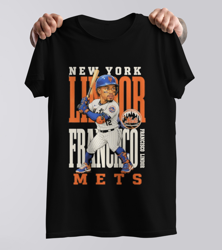 New York Lindor Francisco Mets 2026 Baseball Caricature T-Shirt