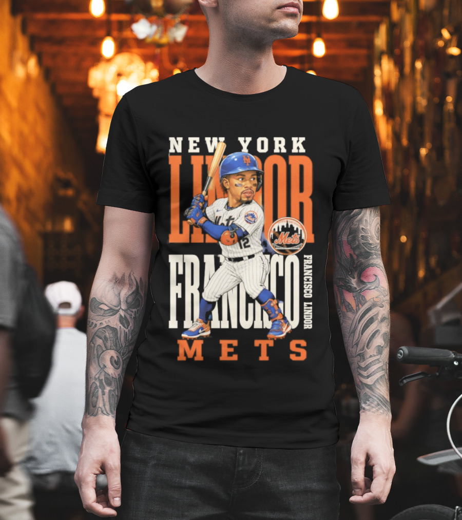New York Lindor Francisco Mets 2026 Baseball Caricature T-Shirt