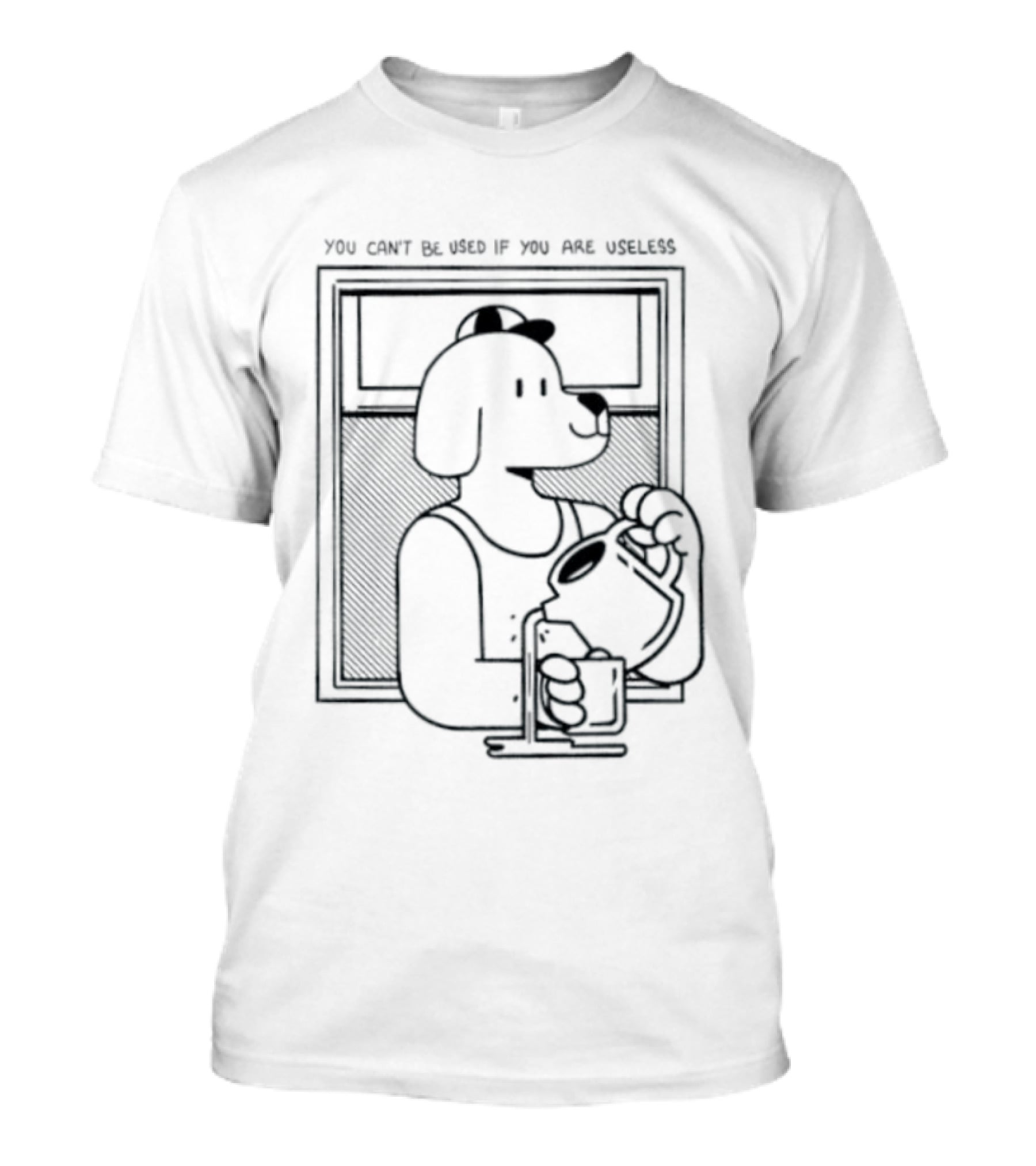 You Can't Be Used If You Are Useless Dog In Sunglasses Holding Coffee T-Shirt