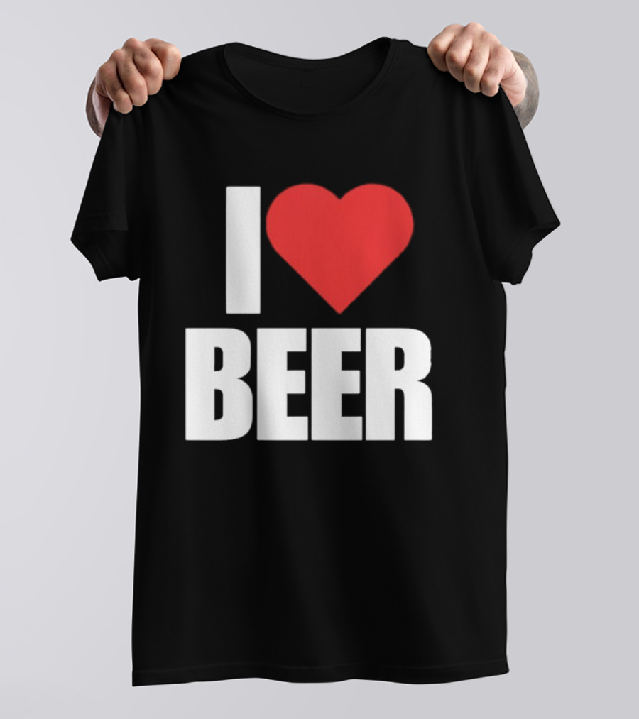 I Love Beer Bold Red Heart T-Shirt