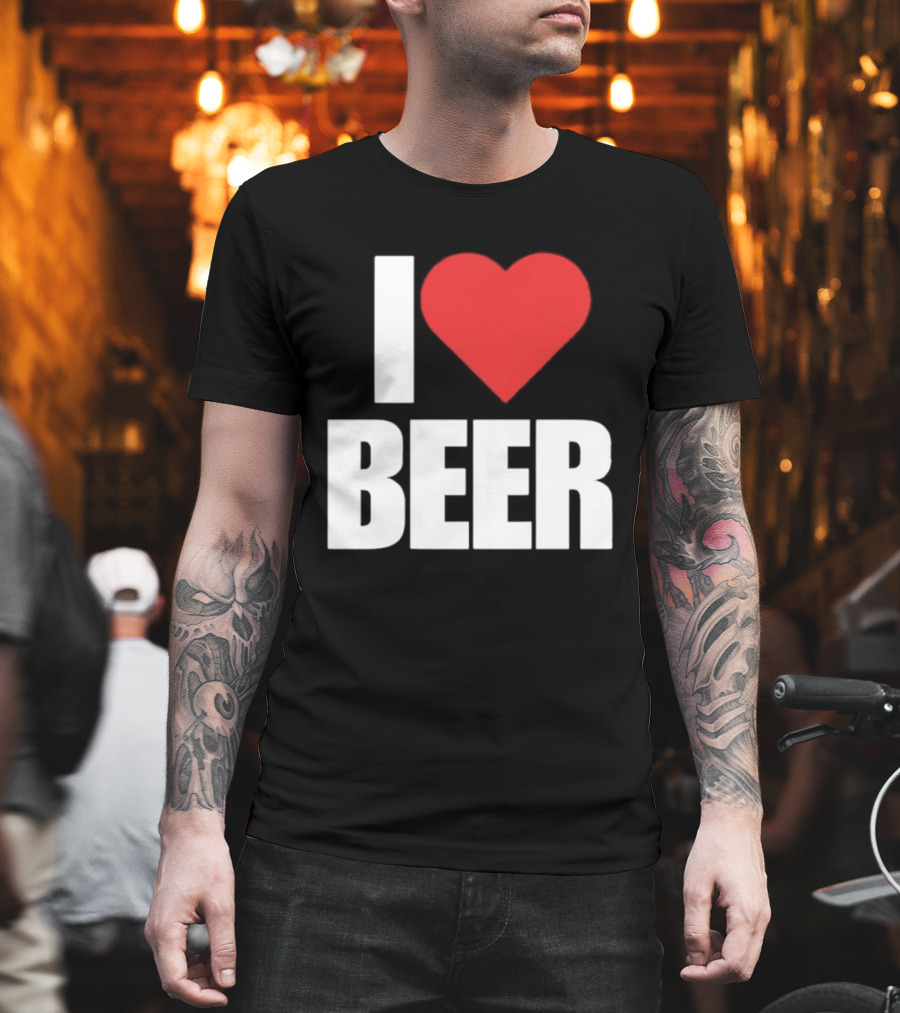 I Love Beer Bold Red Heart T-Shirt
