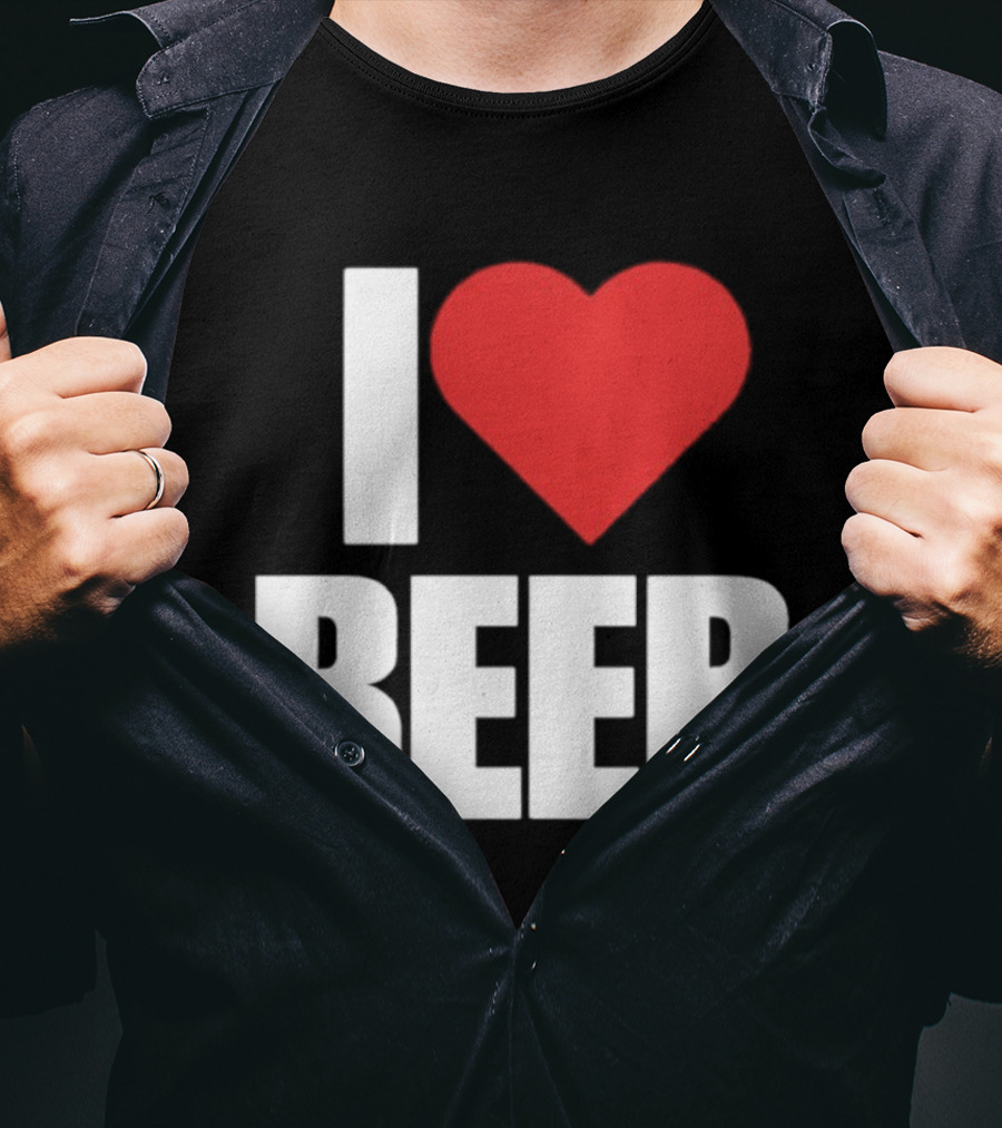 I Love Beer Bold Red Heart T-Shirt