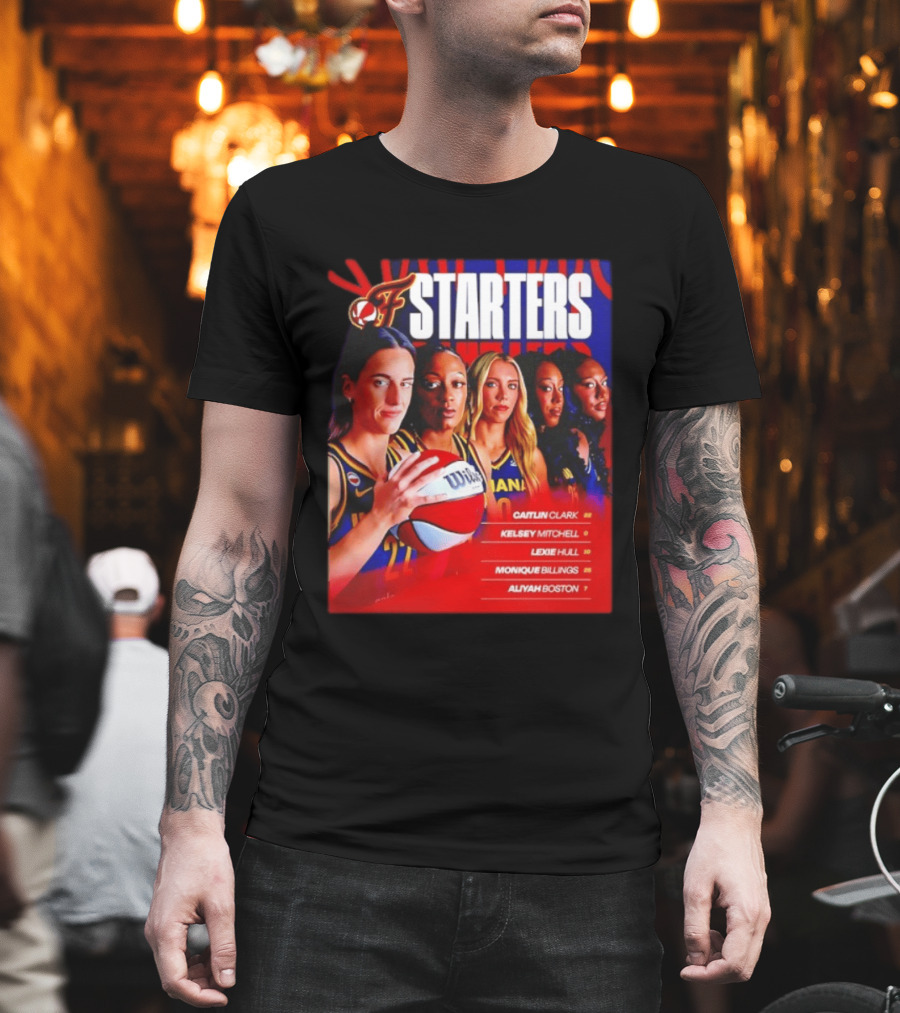 Indiana Fever Basketball Starters Caitlin Clark Kelsey Mitchell Lexie Hull Monique Billings Aliyah Boston T-Shirt