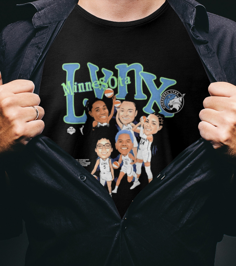 Minnesota Lynx WNBA Player Roster Caricature T-Shirt