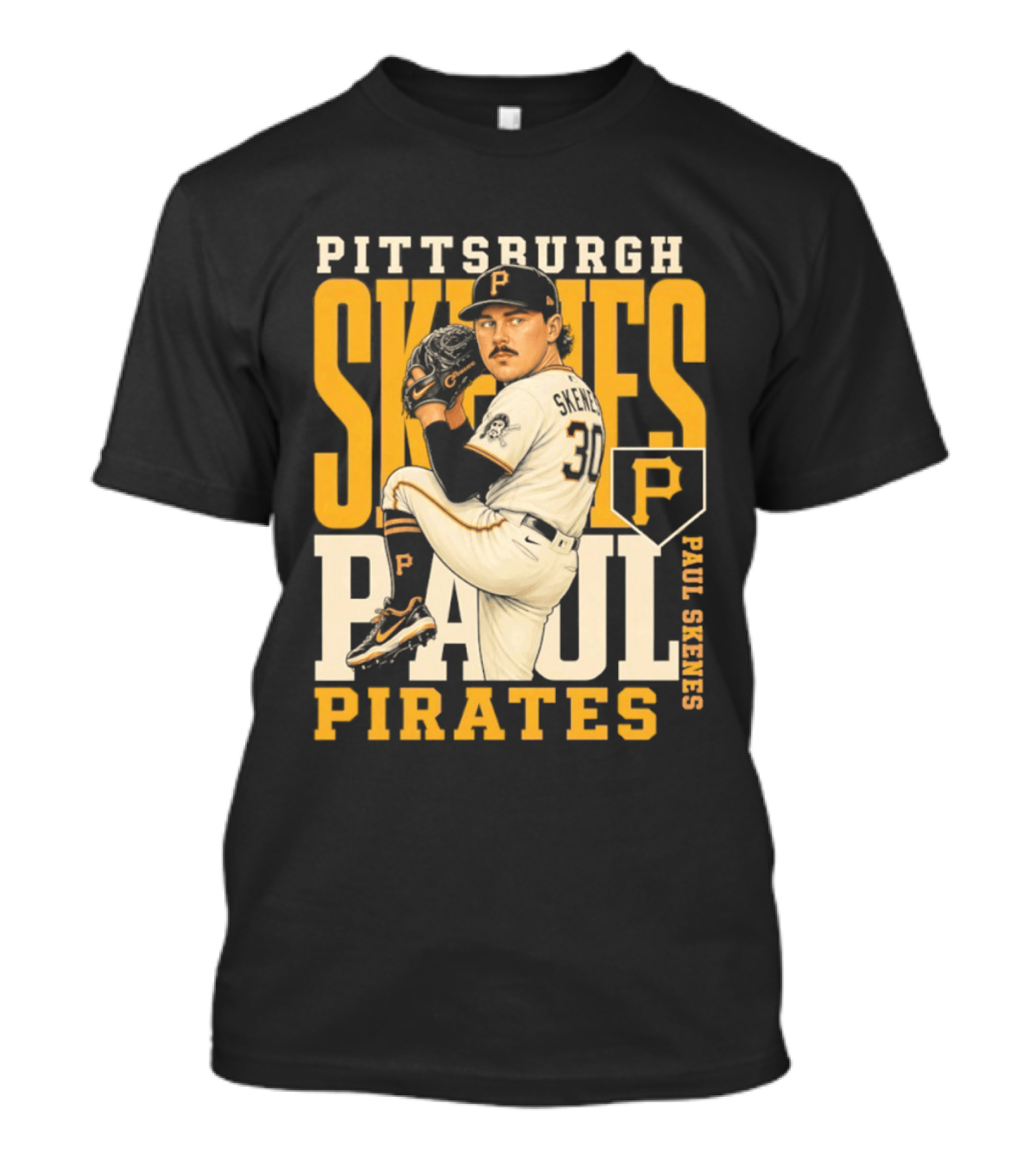 Pittsburgh Pirates Paul Skenes 34 Baseball Player Caricature 2026 Season T-Shirt