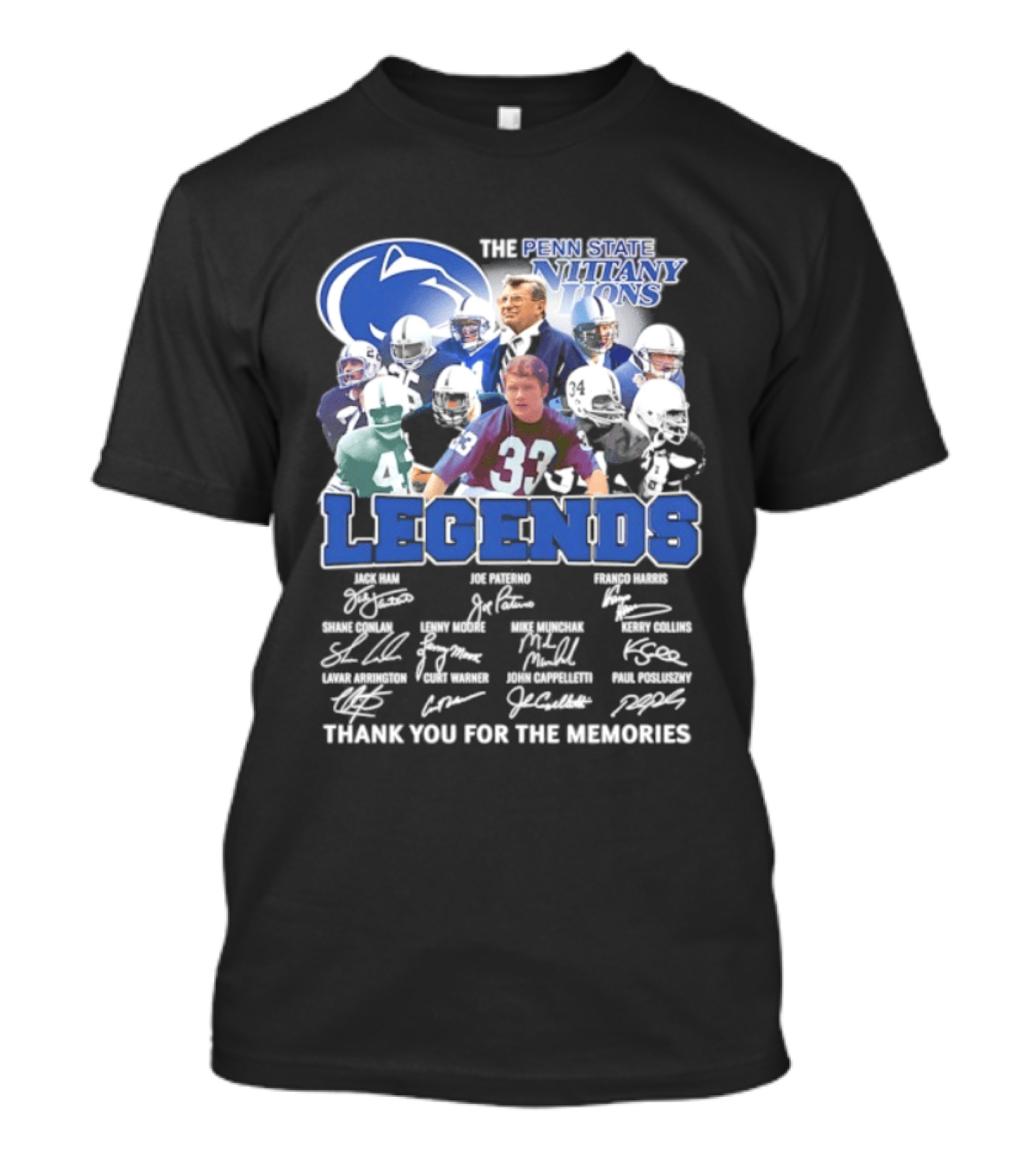 Penn State Nittany Lions Legends Thank You For The Memories Signatures T-Shirt