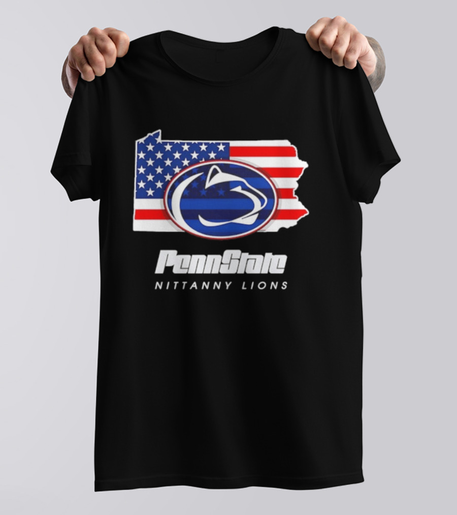 Penn State Nittany Lions Pennsylvania Flag American Pride T-Shirt