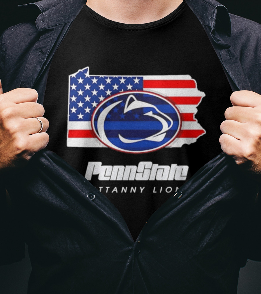 Penn State Nittany Lions Pennsylvania Flag American Pride T-Shirt