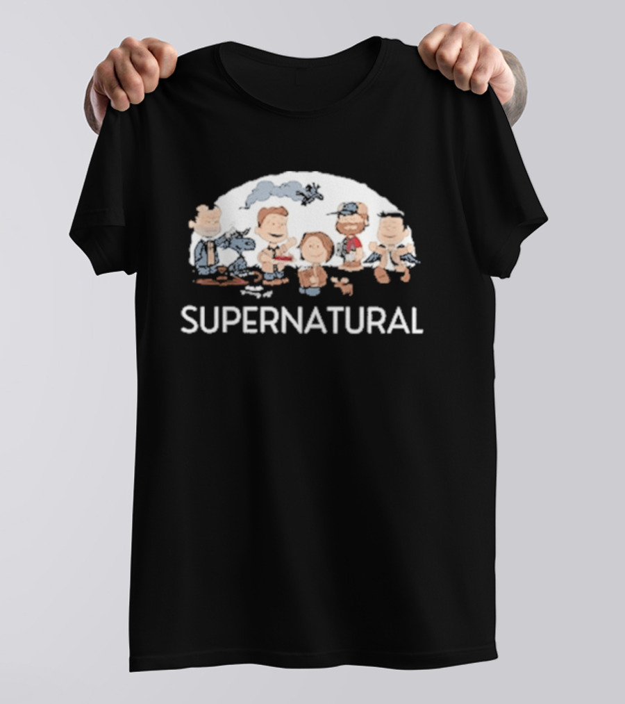 Supernatural Peanuts Cartoon Crossover Characters Collection T-Shirt