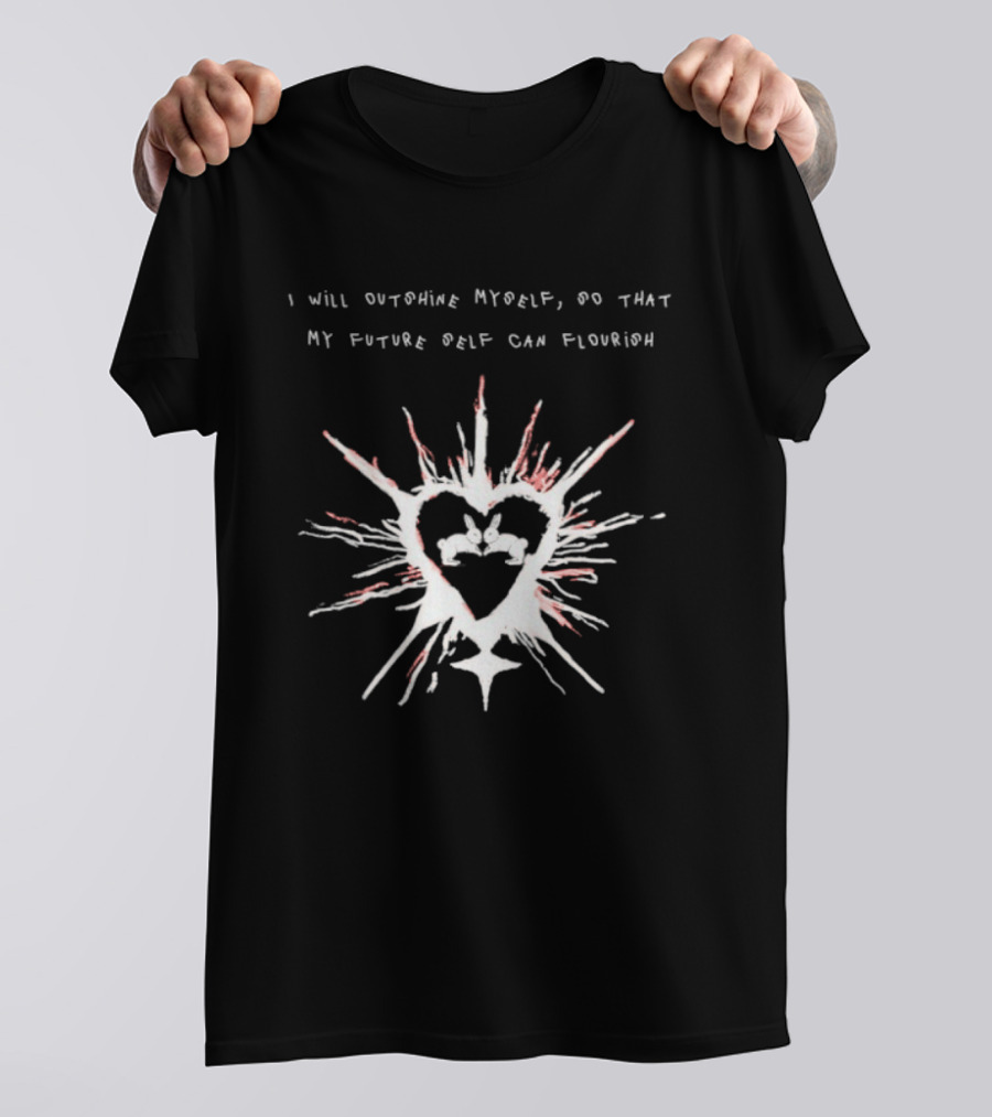 I Will Outshine Myself So That My Future Self Can Flourish Rabbits Heart Motif T-Shirt