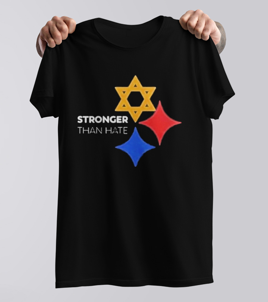 Pittsburgh Steelers Stronger Than Hate Star Of David Yellow Red Blue T-Shirt