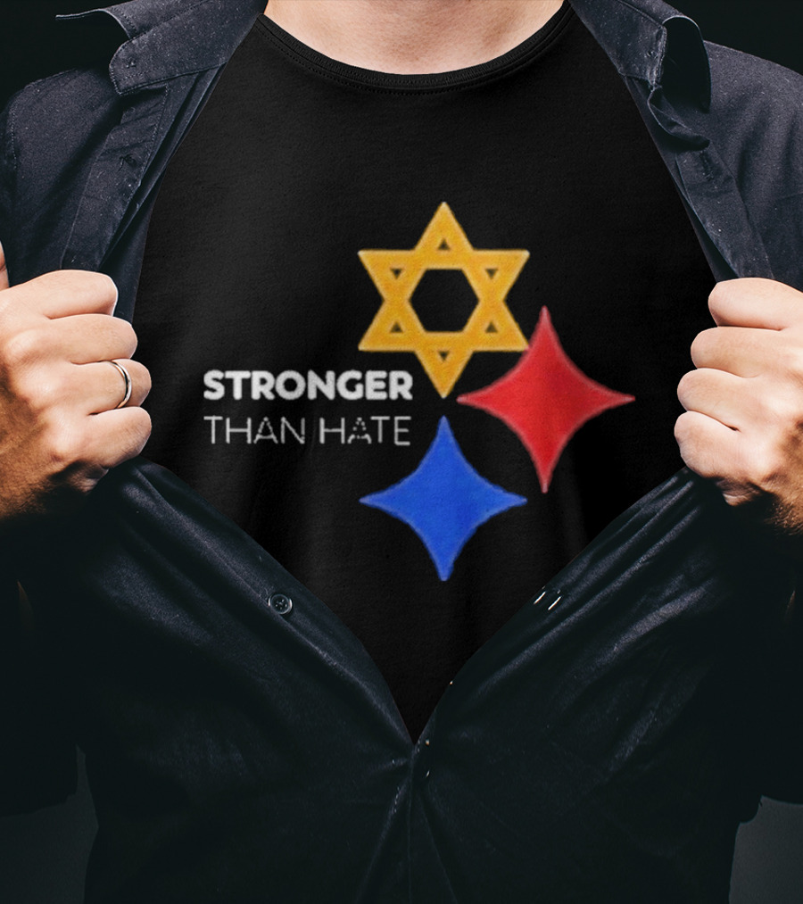 Pittsburgh Steelers Stronger Than Hate Star Of David Yellow Red Blue T-Shirt