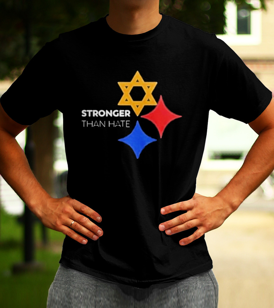 Pittsburgh Steelers Stronger Than Hate Star Of David Yellow Red Blue T-Shirt