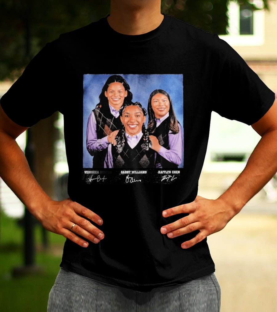 Veronica Burton Gabby Williams Kaitlyn Chen Step Brothers Argyle Sweater Purple T-Shirt