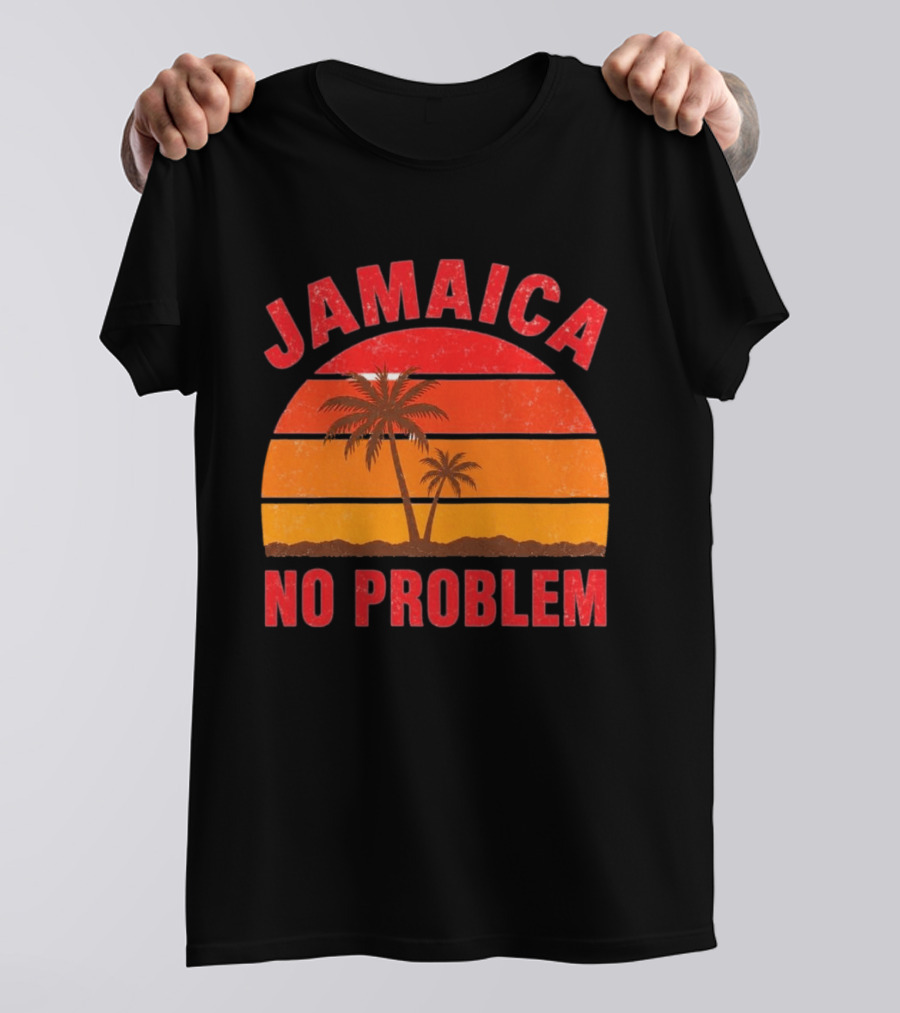 Jamaica No Problem Sunset Palm Trees Vintage Island Vibes T-Shirt