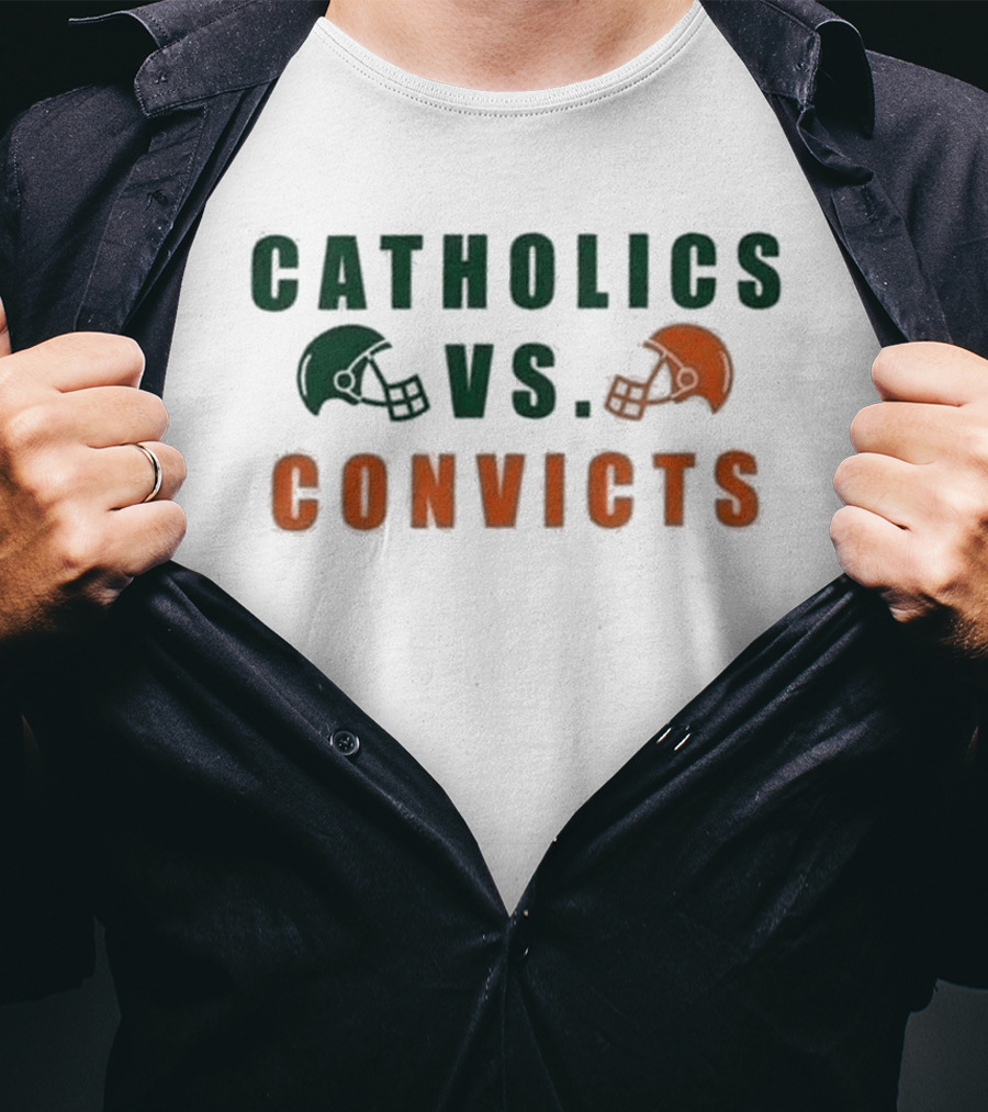 Catholics Vs Convicts Football Rivalry Gameday Helmets T-Shirt
