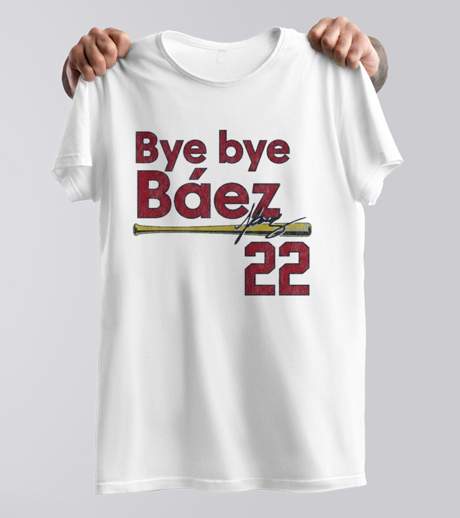 Bye Bye Báez St. Louis Cardinals MLB 2026 Number 22 Baseball Bat Signature T-Shirt
