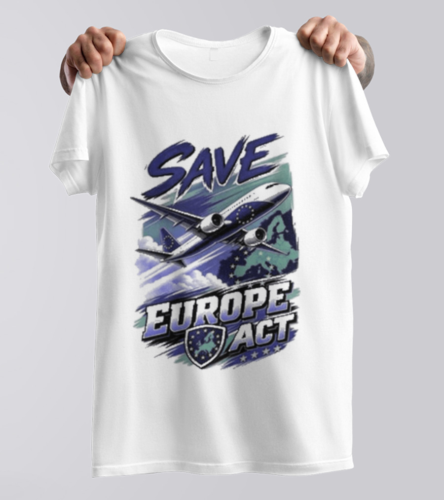 Save Europe Act 2026 Airplane Map Stars T-Shirt