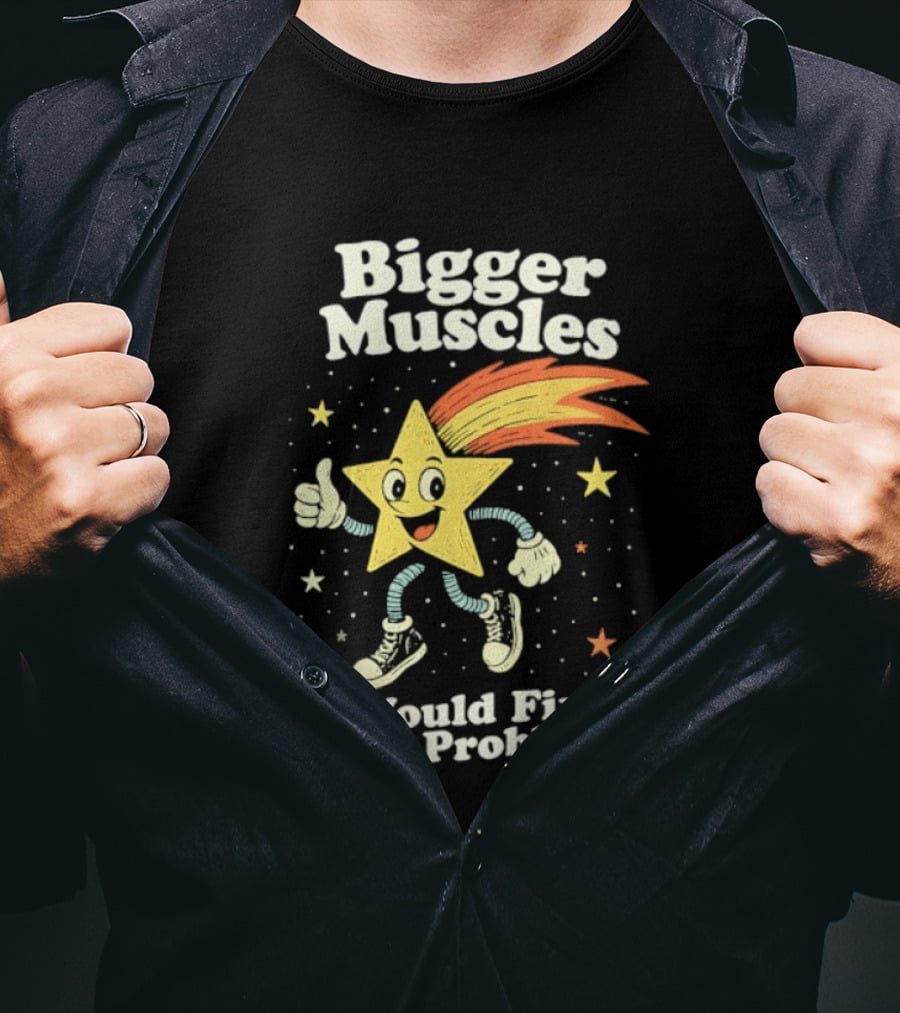 Bigger Muscles Star Cartoon Thumbs Up Encouragement T-Shirt