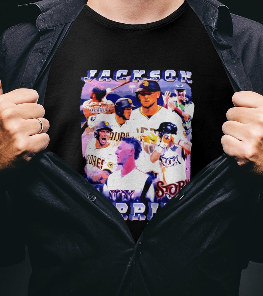 Jackson Merrill Padres Storm Baseball Collage San Diego T-Shirt