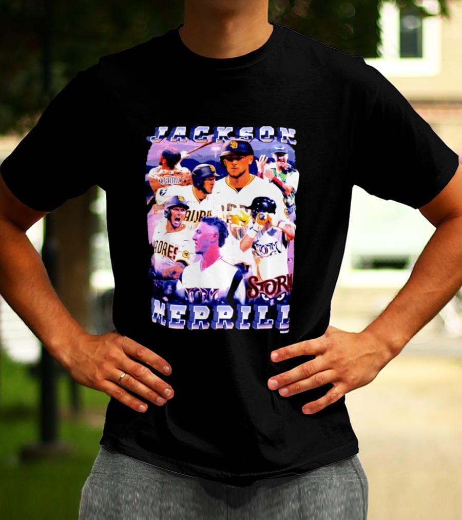 Jackson Merrill Padres Storm Baseball Collage San Diego T-Shirt