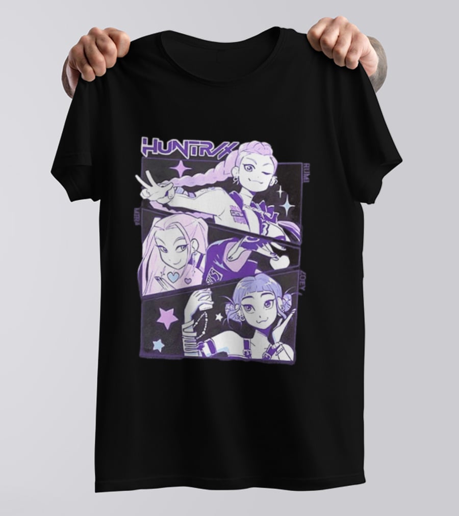 Huntrix Rumi Mira Zoey K POP World Tour Demon Hunters 2 Sided T-Shirt