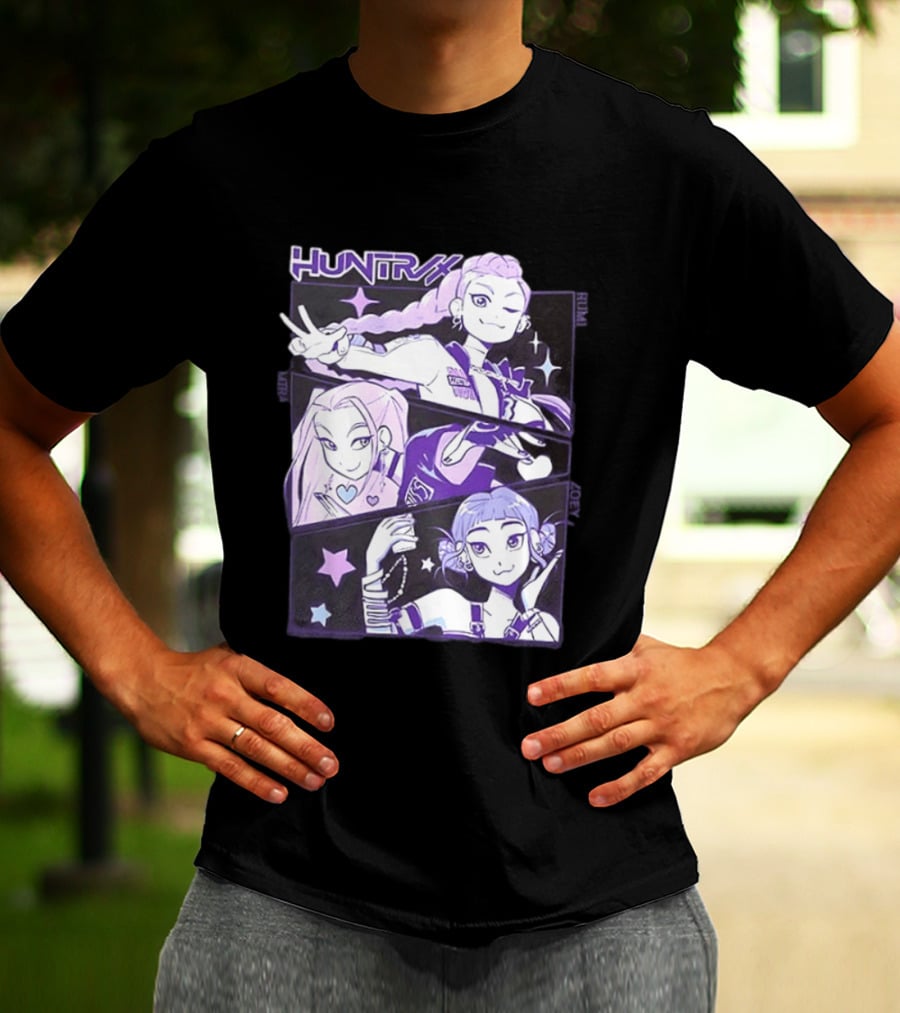 Huntrix Rumi Mira Zoey K POP World Tour Demon Hunters 2 Sided T-Shirt