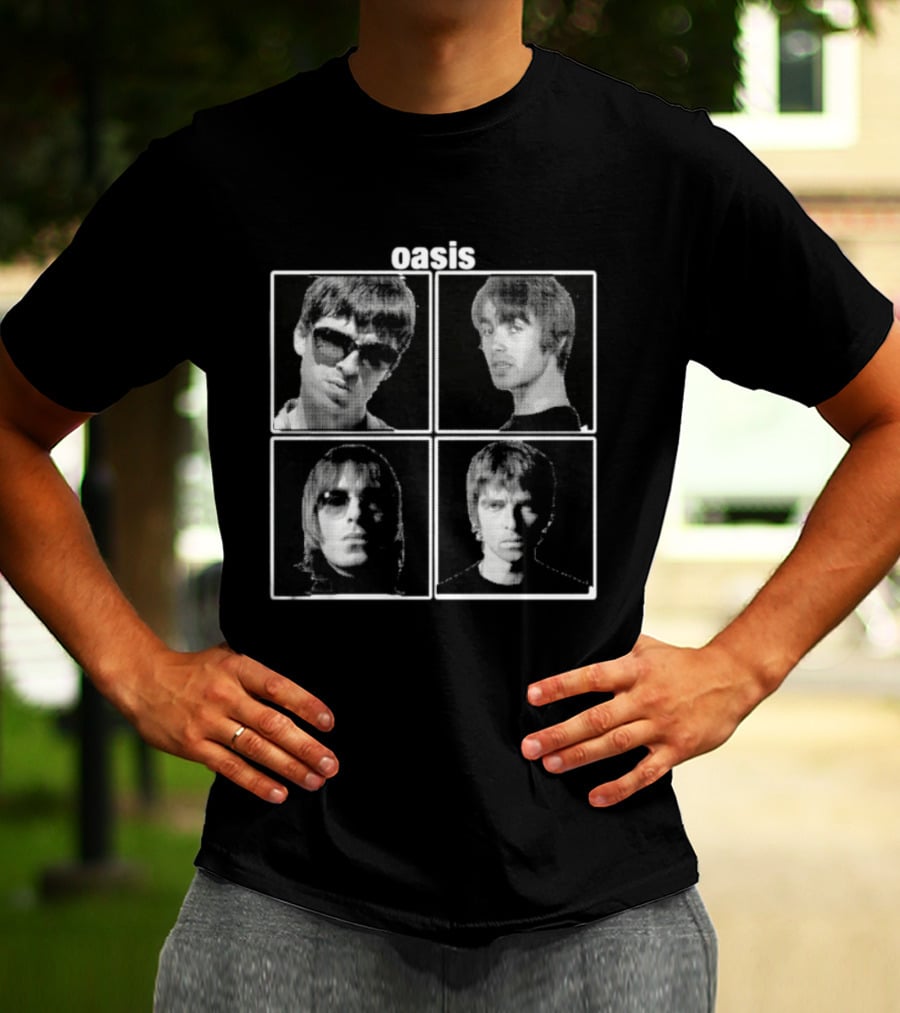 Oasis Band Members Britpop Liam Gallagher Iconic 90s Music Photos T-Shirt