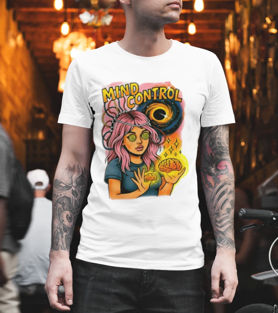 Mind Control Teen Hearts Psychedelic Black Hole Spiral Eyes Brain Magic T-Shirt