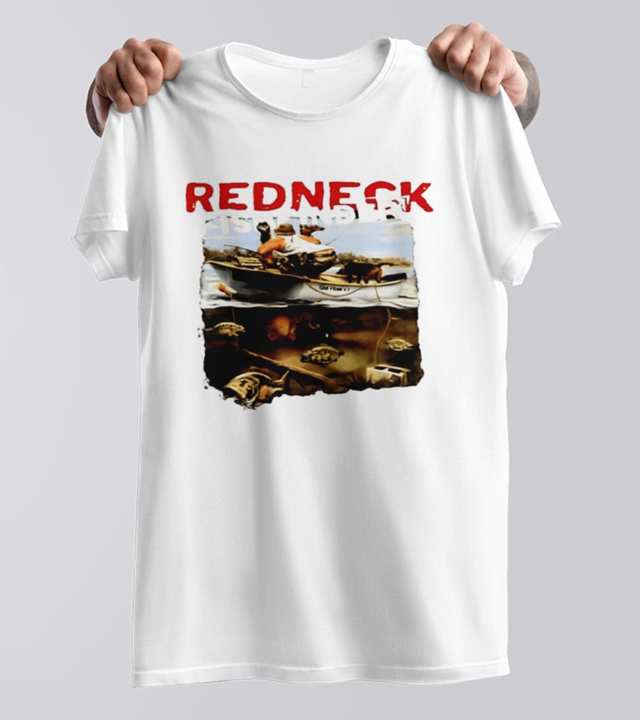 Redneck Fishfinder Fishing Boat Scene With Underwater View T-Shirt