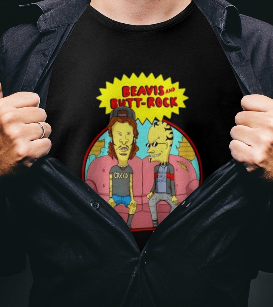Beavis And Butt Head Rock Creed And Three Days Grace Couch Cartoon Characters T-Shirt