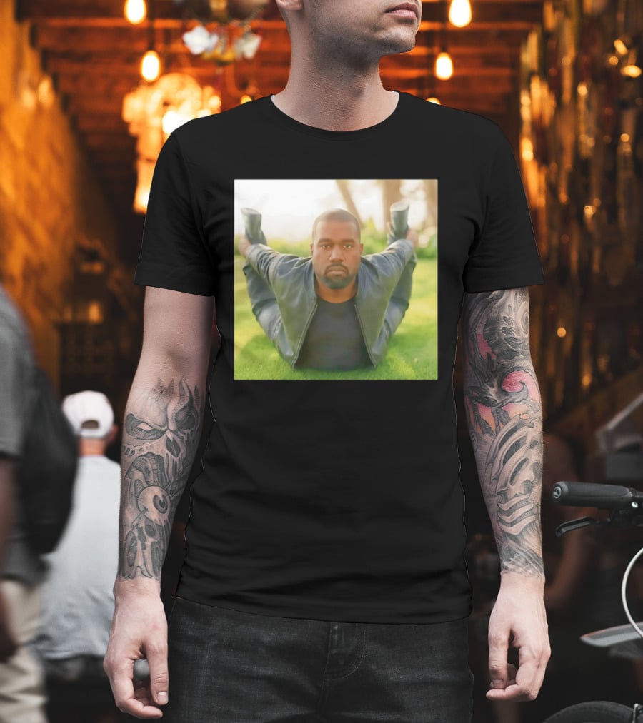 Kanye West Ye Meme Photo Iconic Pose Lying On Grass T-Shirt