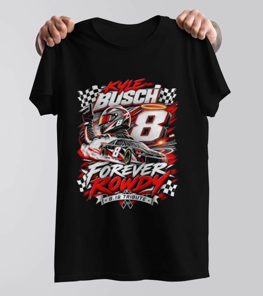 Kyle Busch 8 Forever Rowdy NASCAR Racing Angel Halo T-Shirt