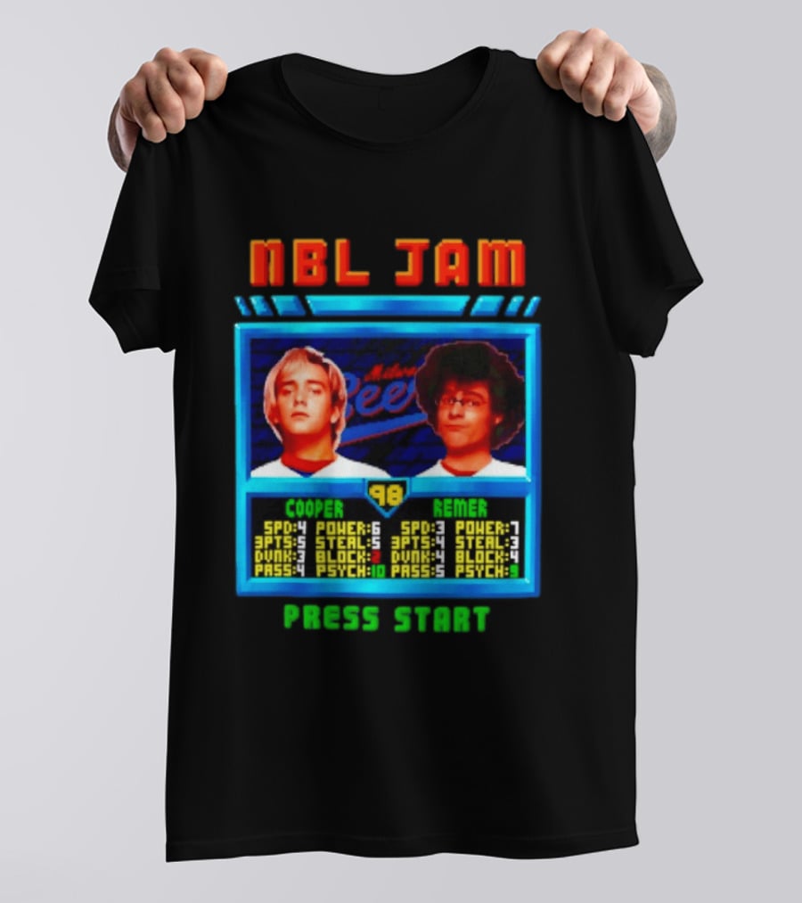 NBL Jam Cooper Remer Milwaukee Beers PASS START Players Stats T-Shirt