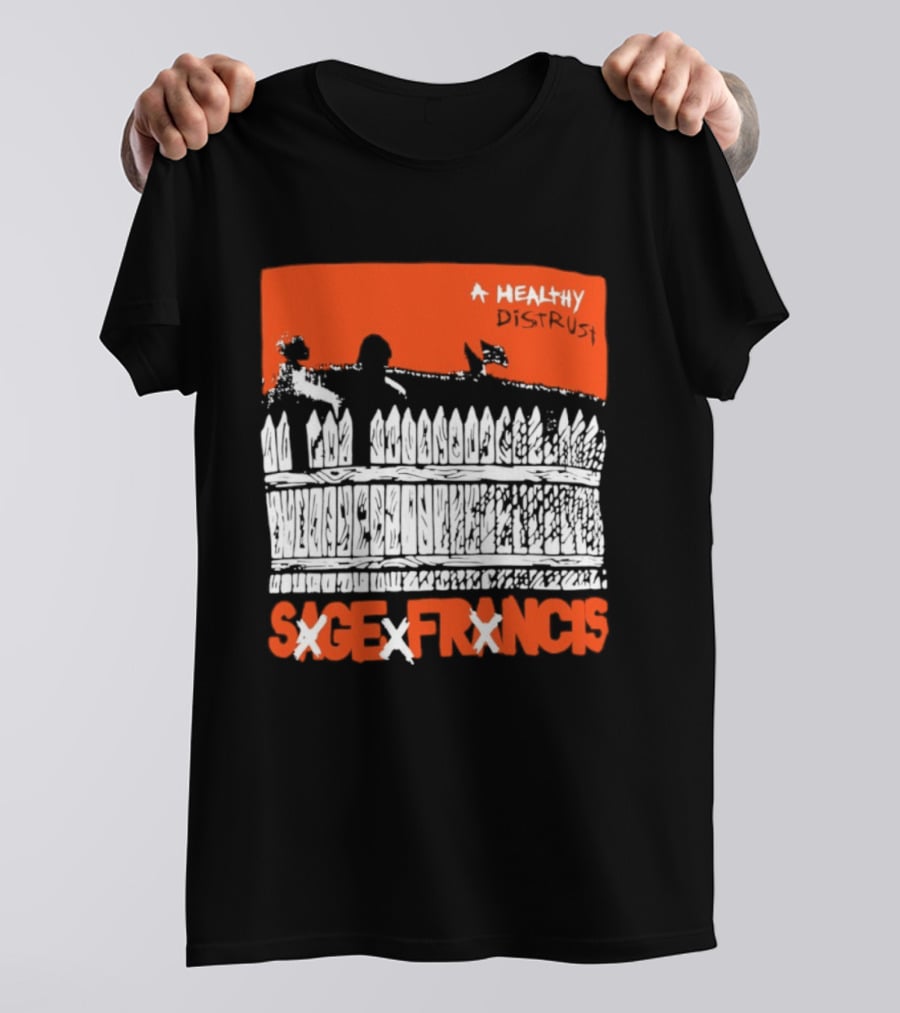 Sage Francis A Healthy Distrust Hip Hop Silhouette White Fence Red T-Shirt