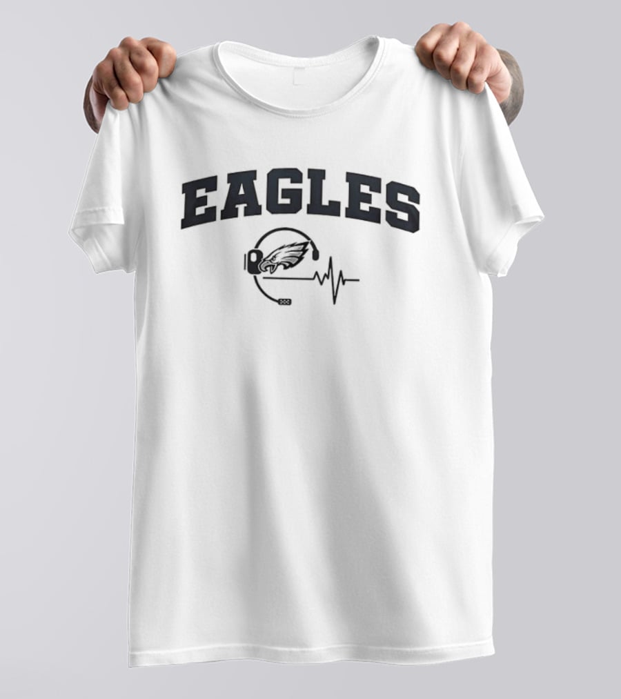 Philadelphia Eagles 2026 Season First Responders First To The Fight Eagles Helmet Heartbeat T-Shirt