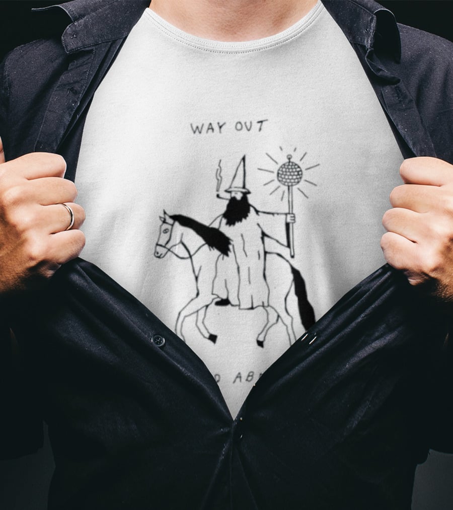 Way Out And About Wizard On Horse With Disco Ball Staff T-Shirt