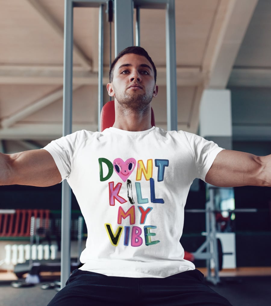 Don't Kill My Vibe Heart Alien Positive Vibes Colorful T-Shirt