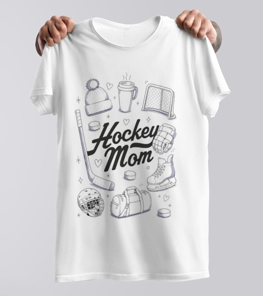 Hockey Mom 2026 Essentials Ice Skates Coffee Beanie Gear T-Shirt